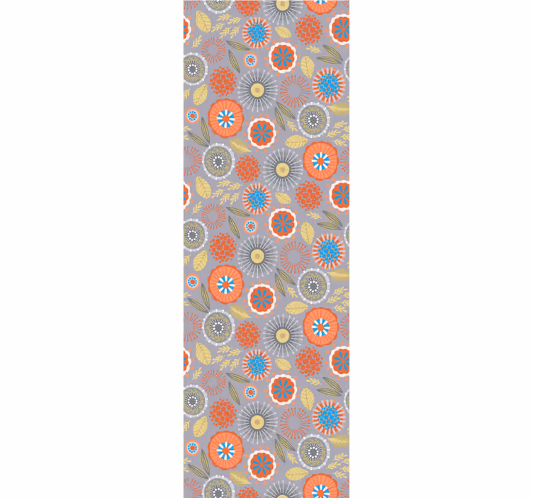 Colorful folk art stylish flowery wallpaper - TenStickers