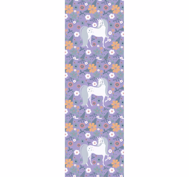 Unicorn Floral Pattern animal wallpaper - TenStickers