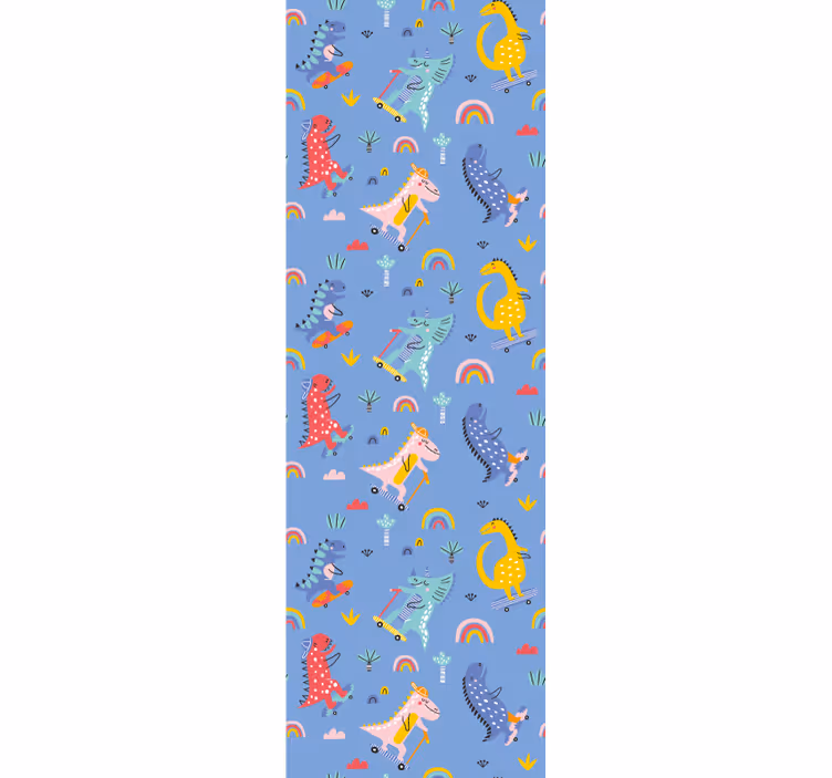 Skating Dinosaurs dinosaur wallpaper - TenStickers