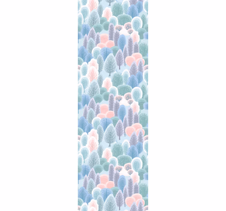 Pastel color winter forest  nursery wallpaper - TenStickers