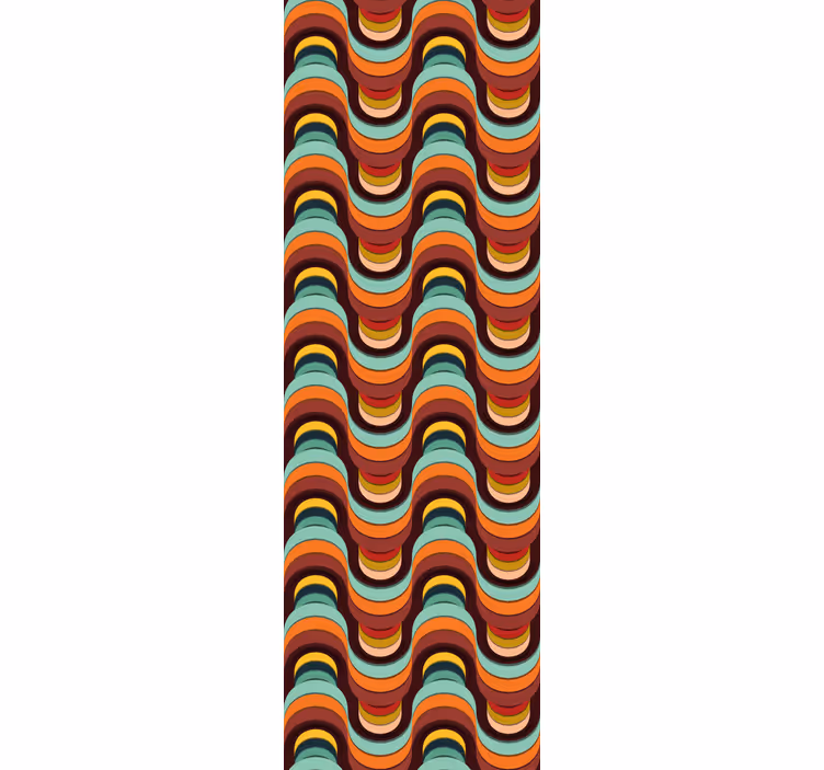 Retro Wavy Pattern geometric wallpaper - TenStickers