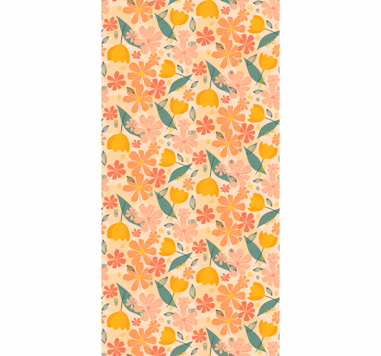 Citrus Floral Motif flower wallpaper - TenStickers