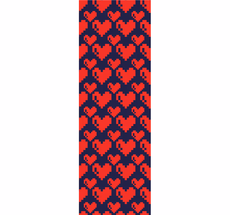 Pixel hearts blue background Bedroom Wallpaper - TenStickers