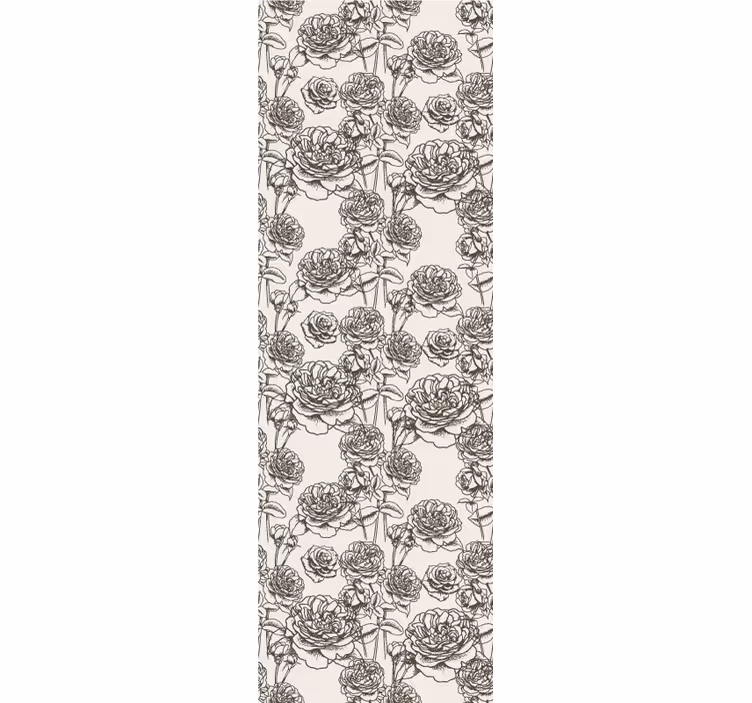 Black and white flowers pattern wallpaper - TenStickers