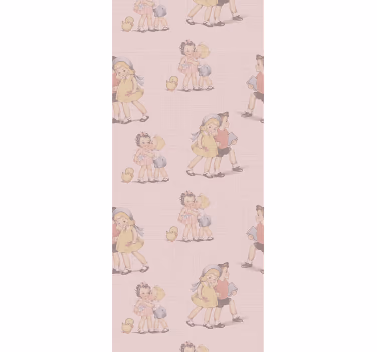 80's pattern children and flowers  Wallpaper - TenStickers