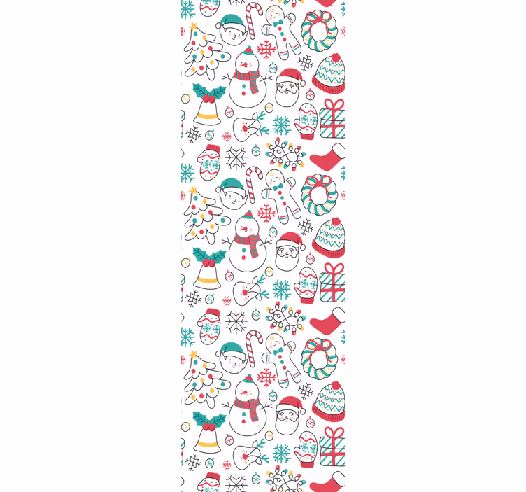 Santa Claus, snowmen and present xmas wallpaper - TenStickers