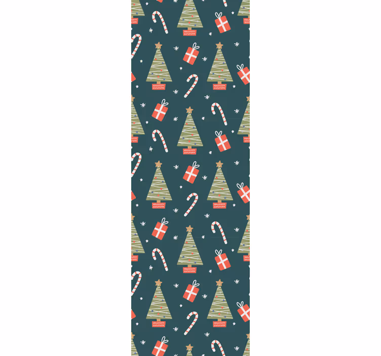 Pattern with trees and presents wallpaper - TenStickers