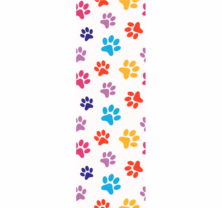 Colorful Paw Patterns dog wallpaper - TenStickers