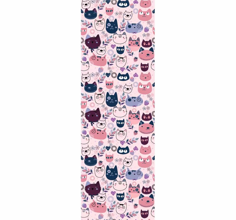 Playful Cat Faces cat wallpaper - TenStickers