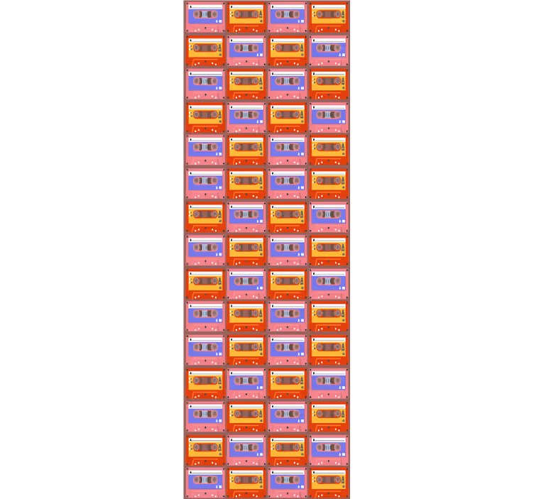 Red and pink 80's cassette pattern wallpaper - TenStickers