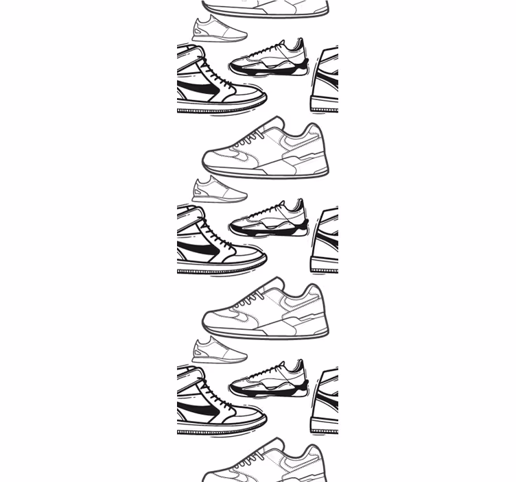 Black and white retro sneakers style wallpaper - TenStickers