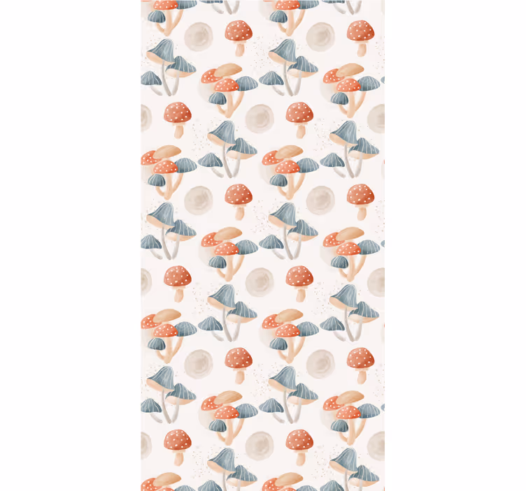 Watercolor mushroom pattern Hallway wallpaper - TenStickers