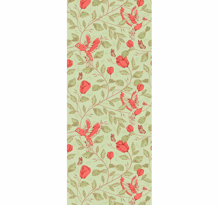 Red tulips pattern on green Flower Wallpaper - TenStickers