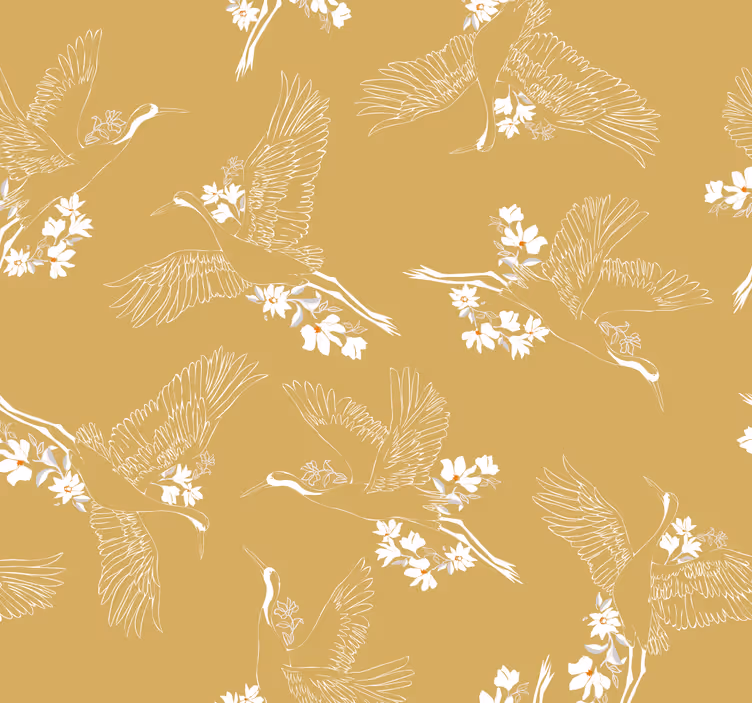 Birds wallpaper flying birds botanical design - TenStickers