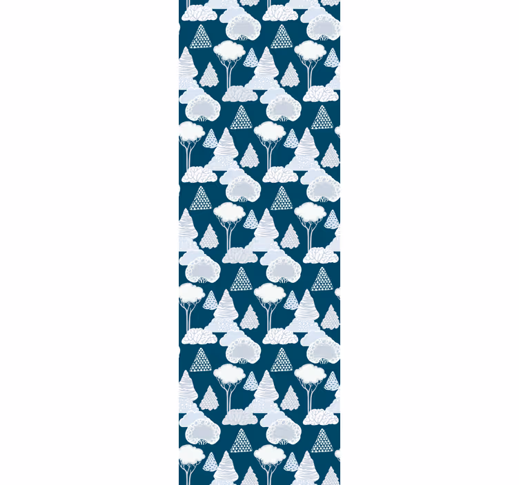 "Japandi" navy blue trees Modern Wallpaper - TenStickers
