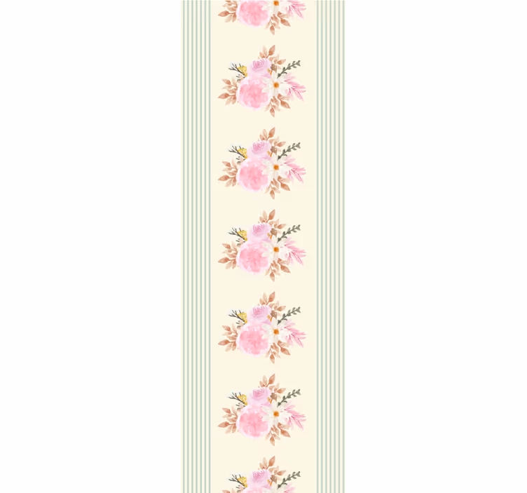 Provincial striped floral pattern wallpaper - TenStickers