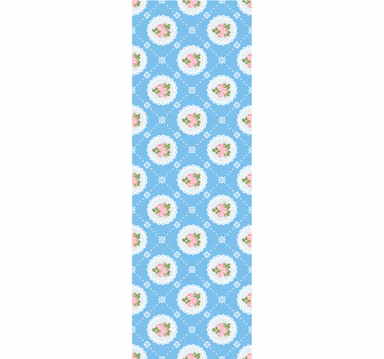 Blue shabby chic rose pattern flower wallpaper - TenStickers