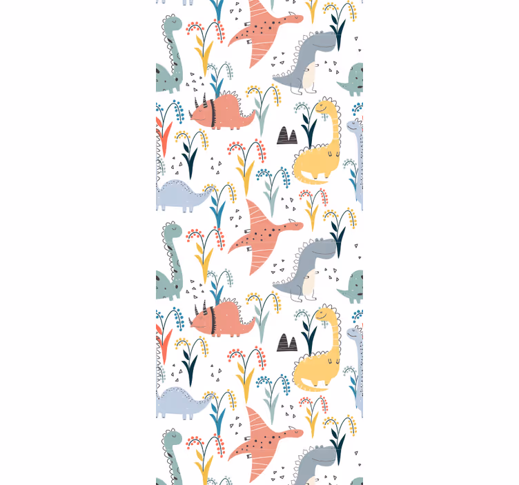 Nordic colorful pattern dinosaur wallpaper - TenStickers