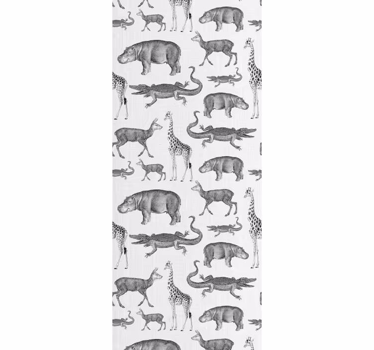 Safari animals and trees border kids wallpaper - TenStickers