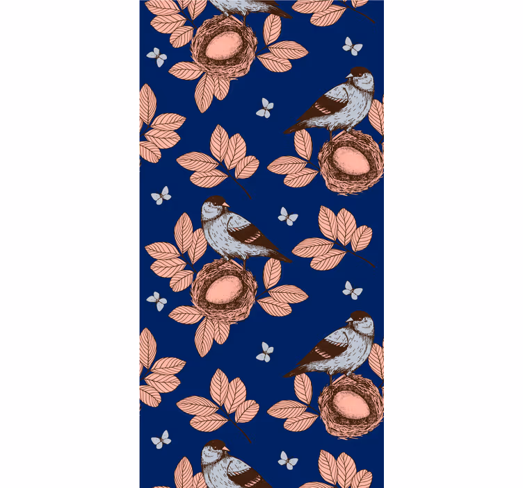 Nests and Leaves birds wallpaper - TenStickers
