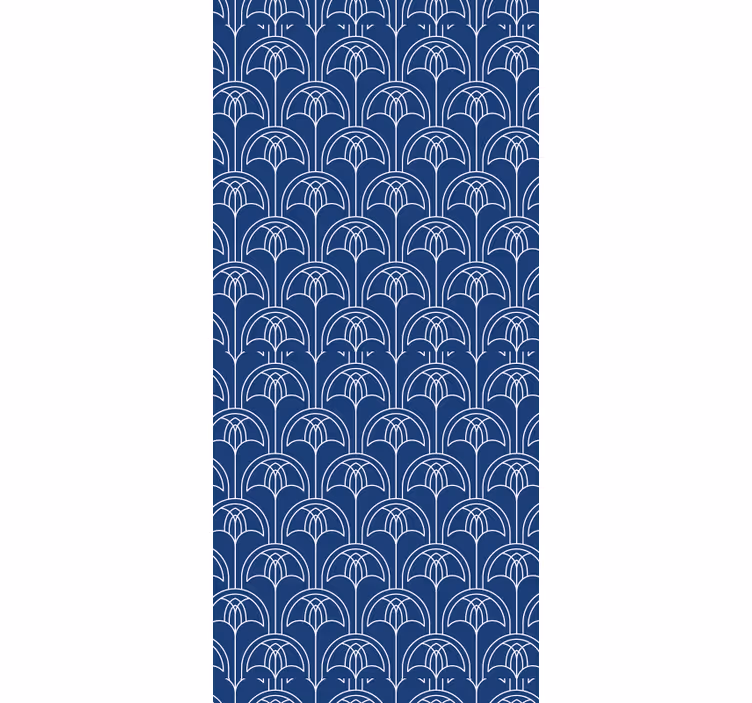 White arc on blue art decor style wallpaper - TenStickers