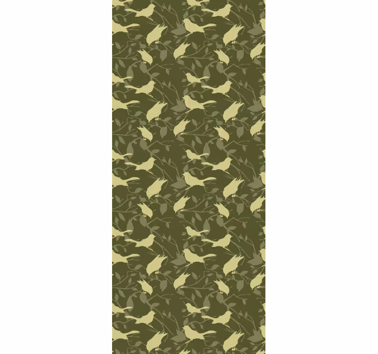 Green birds Victorian style pattern wallpaper - TenStickers