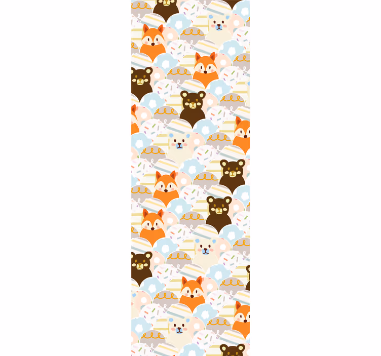 Patchwork animal kid design Childrens Wallpaper - TenStickers