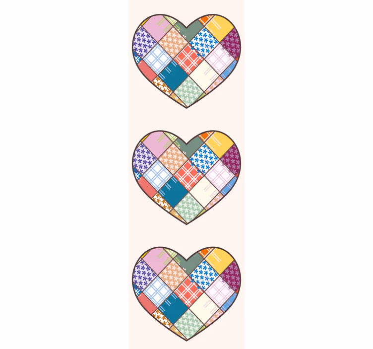 Patchwork Heart Design floral wallpaper - TenStickers
