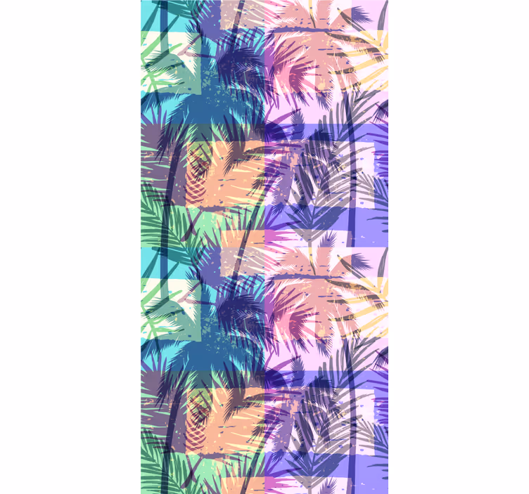 Bright color palms tropical pattern wallpaper - TenStickers