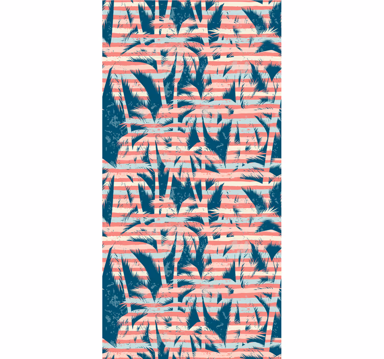 Palms on stripped tropical design wallpaper - TenStickers