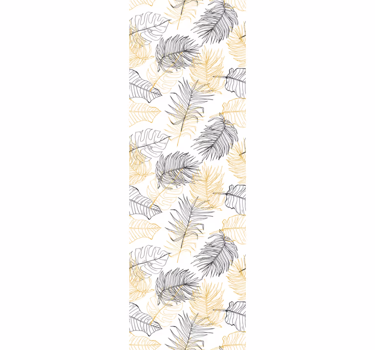Black and golden tropical pattern leaf wallpaper - TenStickers