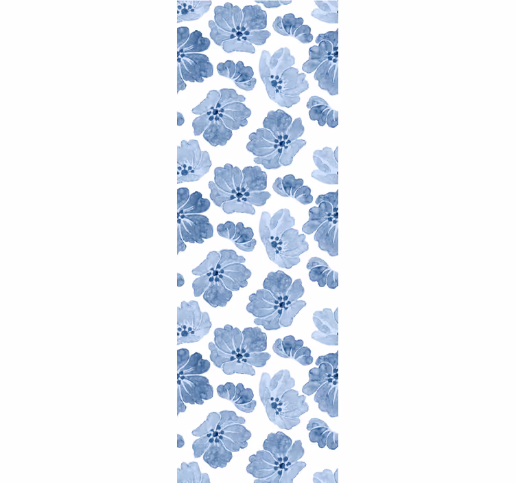 Blue watercolour flower Hallway Wallpaper - TenStickers