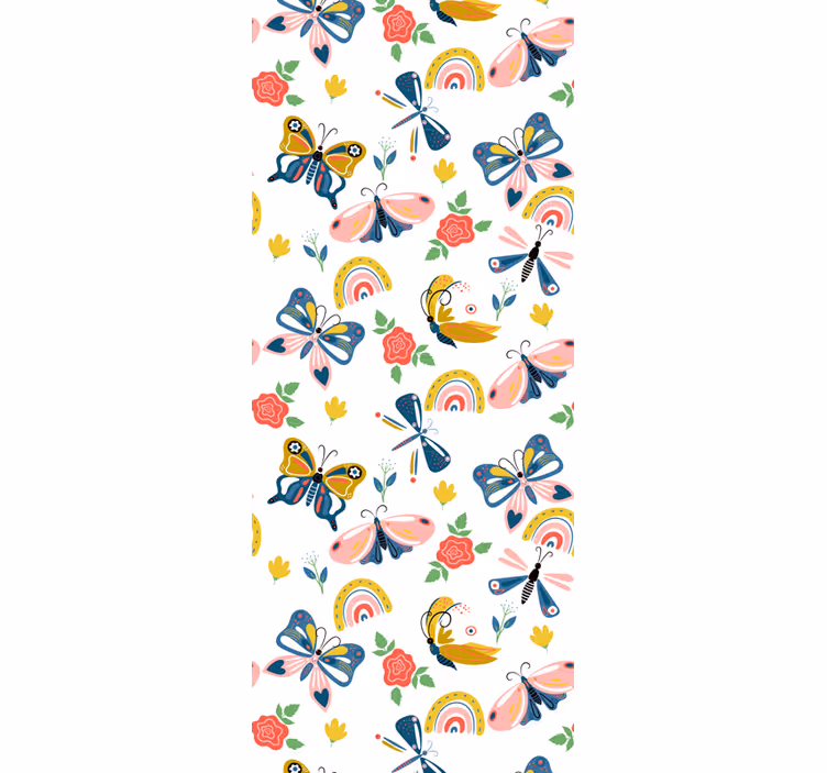 Rainbow with butterfly Nursery Wallpaper - TenStickers