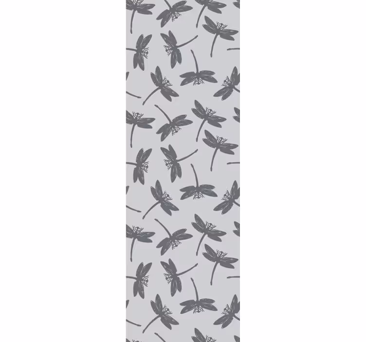 Gray Japandi dragonfly painting wallpaper - TenStickers
