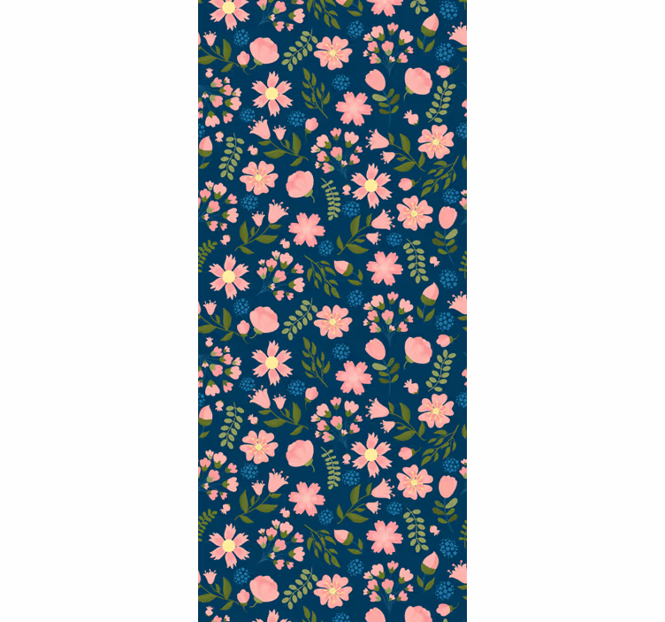 Pink and Blue Pattern flower wallpaper - TenStickers