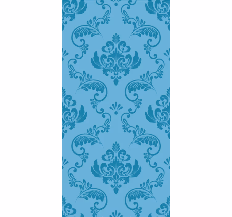 Blue botanical curves bathroom wallpaper - TenStickers