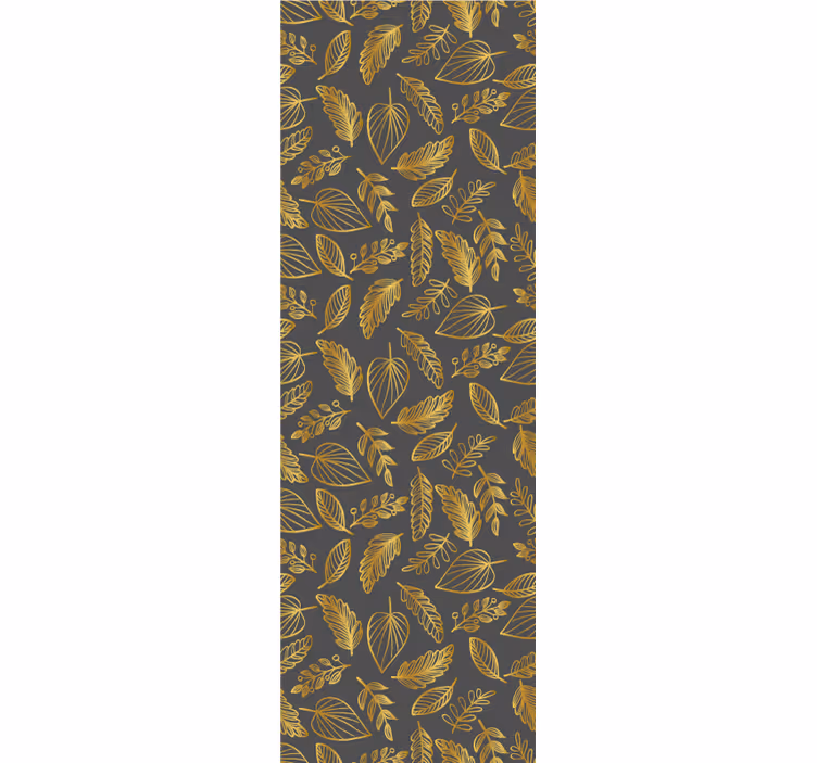 Gray and gold leaves pattern flower wallpaper - TenStickers