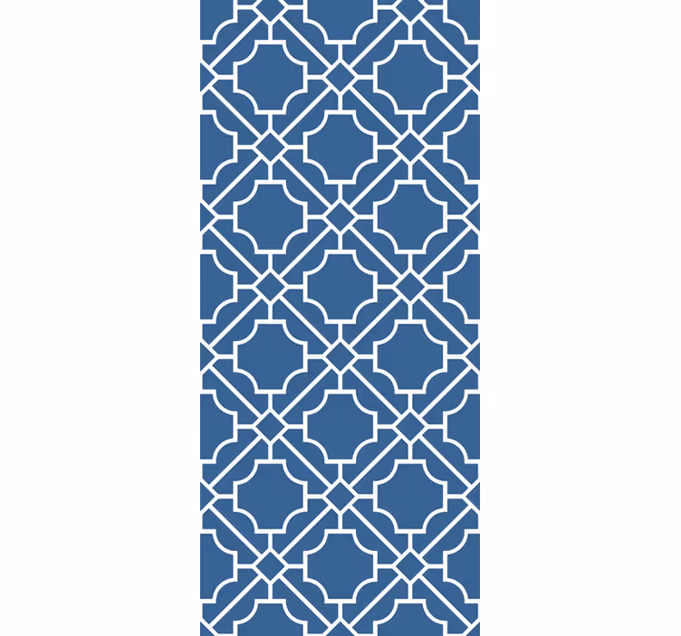 Geometric 'Lattice' white/navy square wallpaper - TenStickers