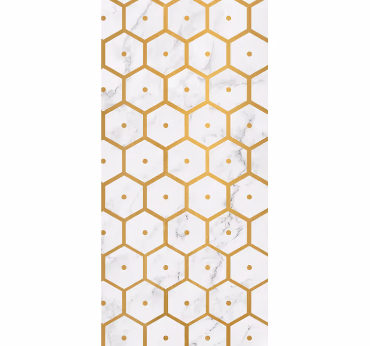 Hexagonal gold pattern marble wallpaper - TenStickers
