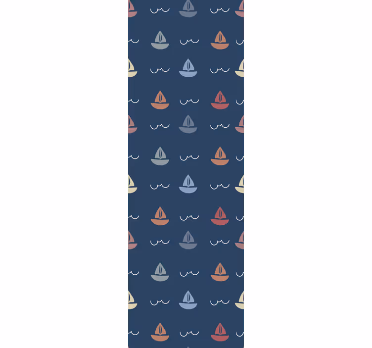 Sailboat sailing pattern childrens  wallpaper - TenStickers