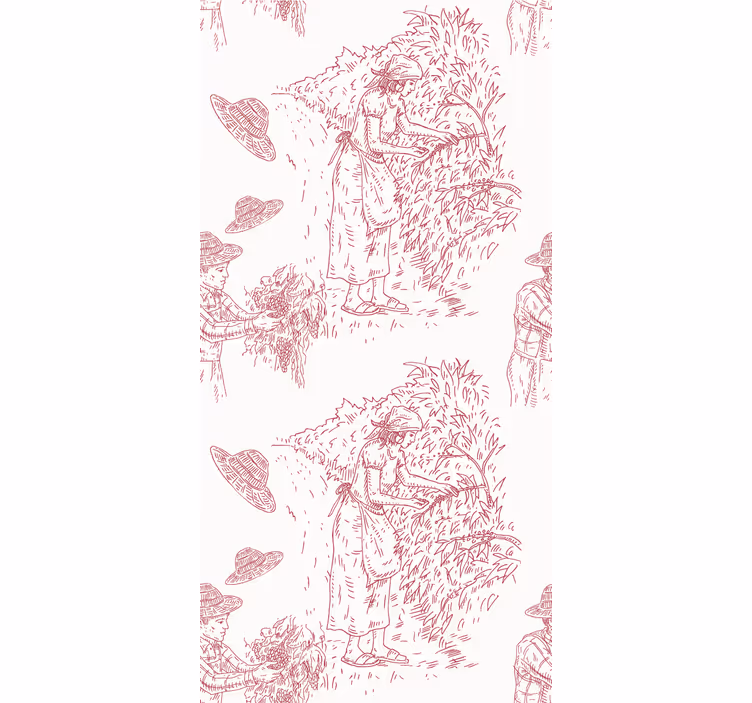 French vintage pattern in red Classic Wallpaper - TenStickers