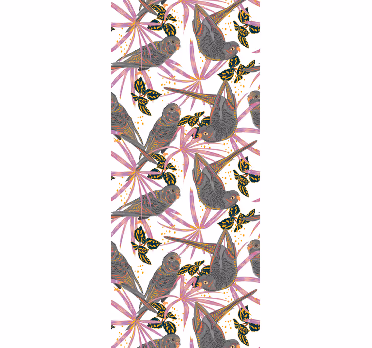 Colorful Leaves birds wallpaper - TenStickers