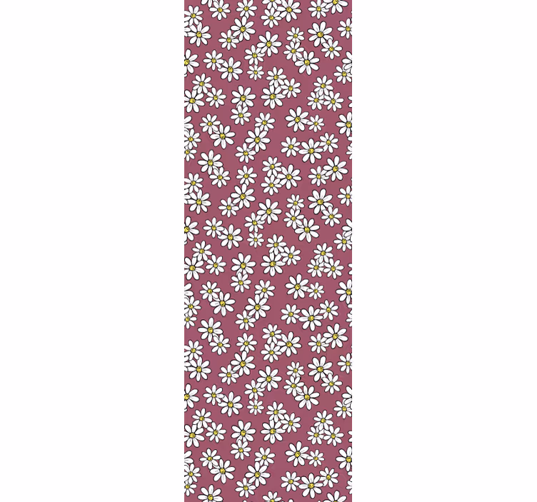 Flower wallpaper daisies on red pattern - TenStickers