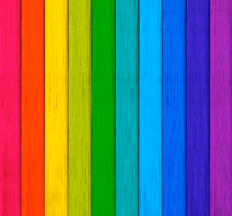 Rainbow colored wooden slats wallpaper - TenStickers