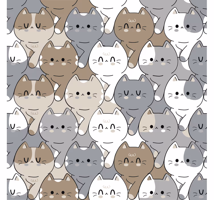 Cats Illustration Kids Wallpaper - TenStickers