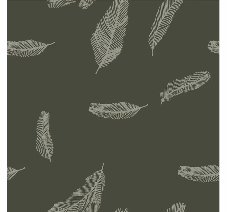Minimalist Green Feathers Design Wallpaper - TenStickers