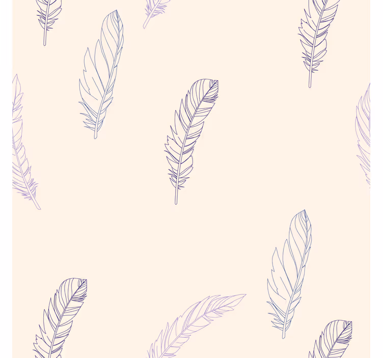 Drawn  feathers line  Living room wallpaper - TenStickers
