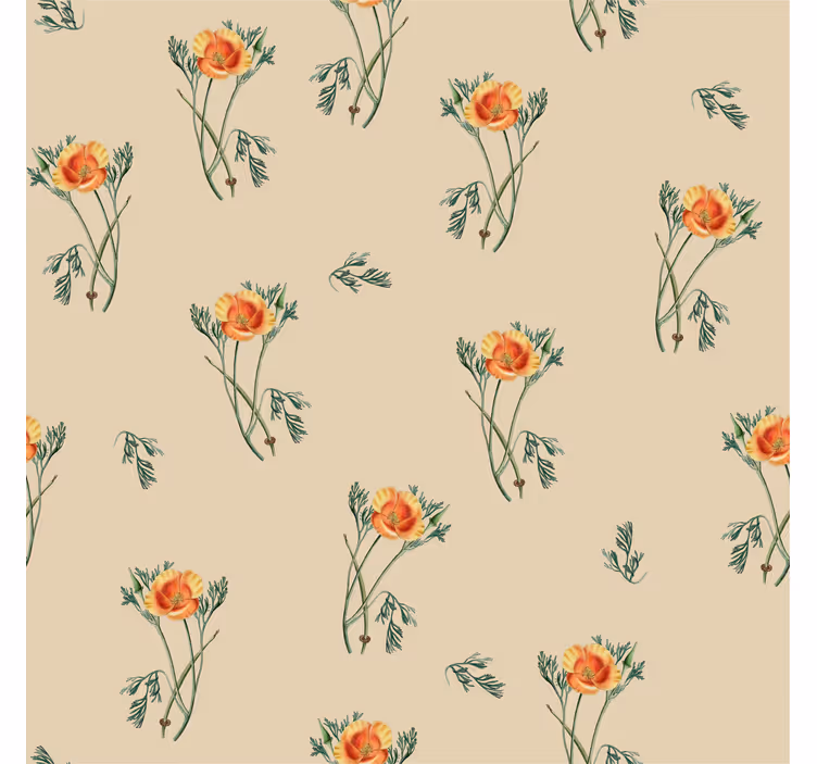 Orange Flowers Living Room Wallpaper - TenStickers
