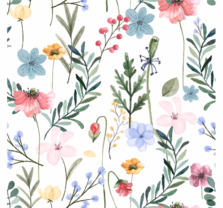 Flowers And Plants Living Room Wallpaper - TenStickers