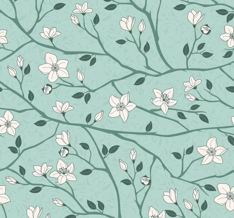 Flowering branches green wallpaper decor - TenStickers